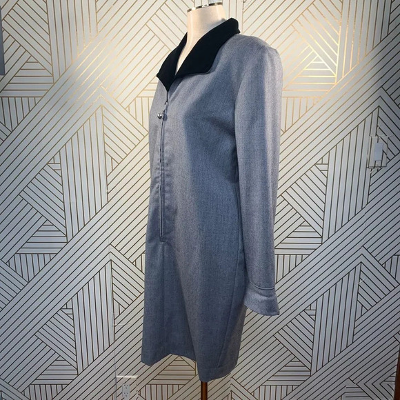 Henri Bendel Vintage Velvet Collar Zip Shift Dress - Picture 4 of 10